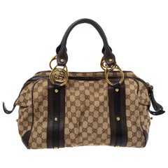 Gucci Beige/Brown GG Canvas and Leather G Interlocking Bowler Bag