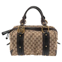 Gucci Beige/Brown GG Canvas and Leather G Interlocking Bowler Bag