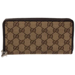 Gucci Beige/Brown GG Canvas and Leather GG Twins Zip Around Wallet