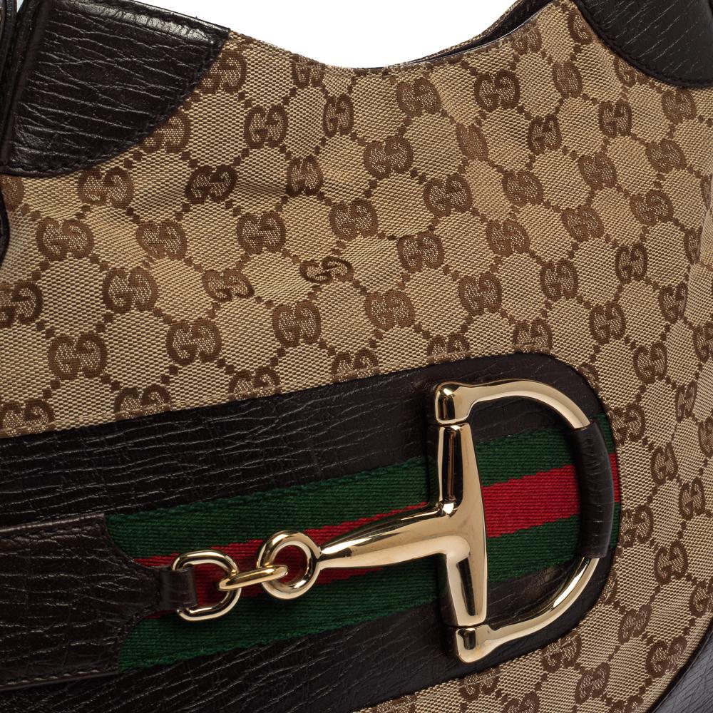 Gucci Beige/Brown GG Canvas and Leather Hasler Hobo 6