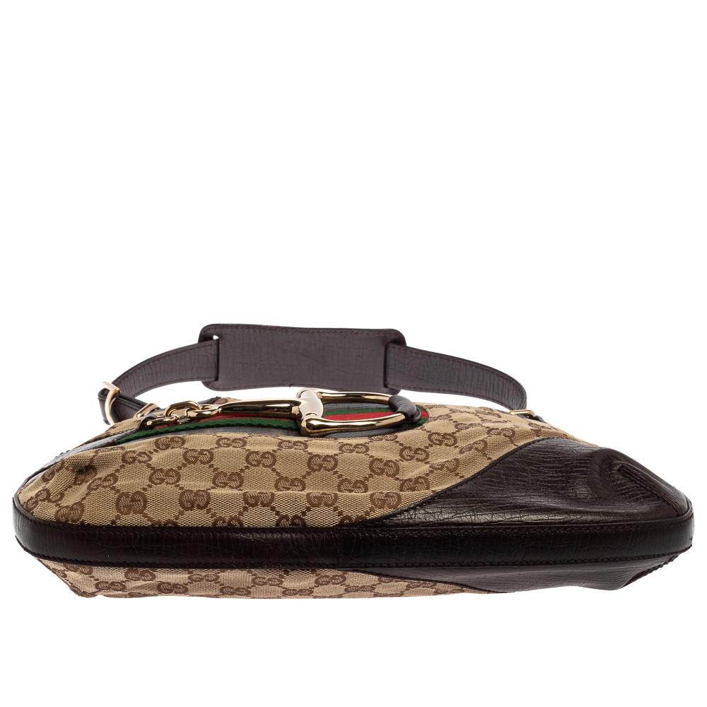 Gucci Beige/Brown GG Canvas and Leather Hasler Hobo 1