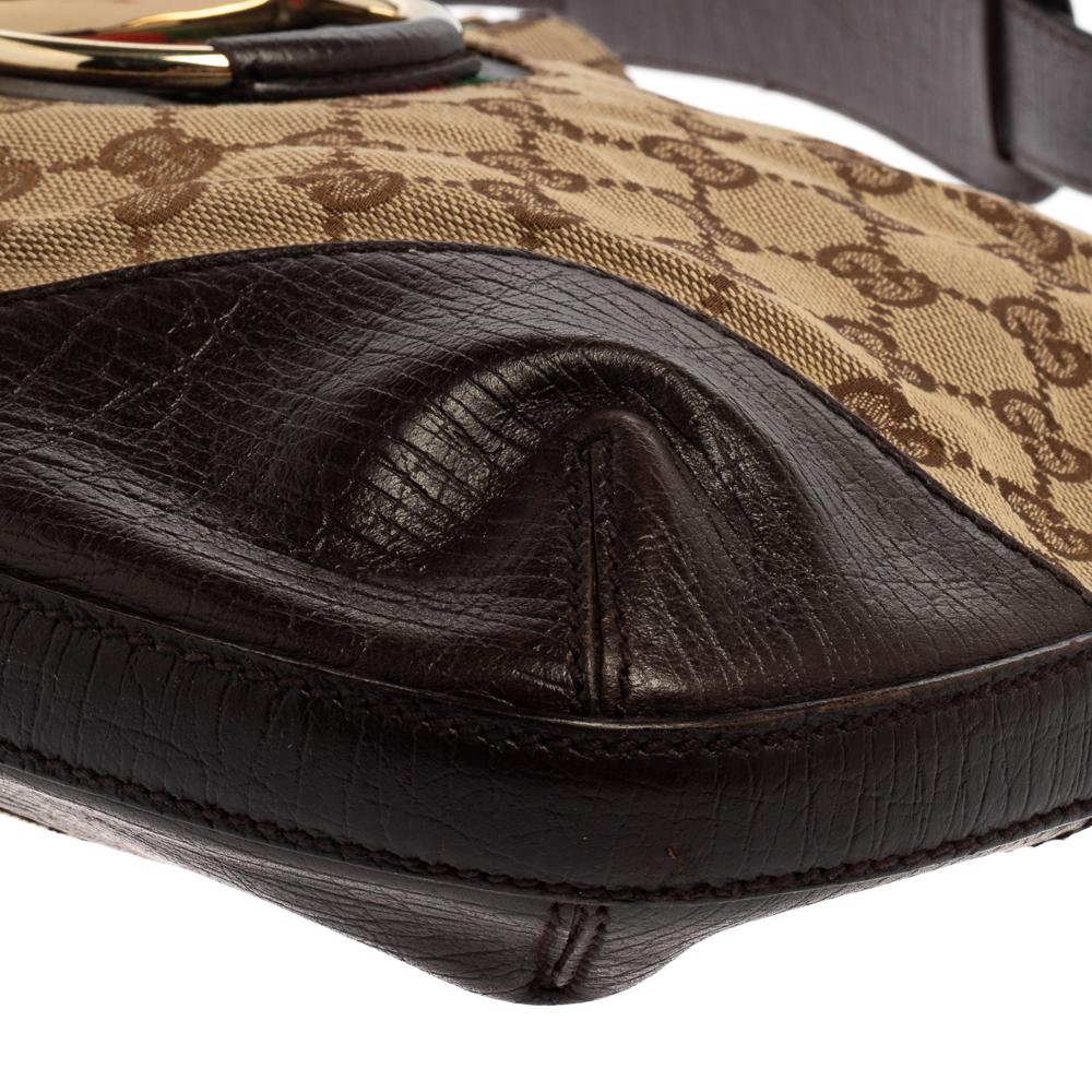 Gucci Beige/Brown GG Canvas and Leather Hasler Hobo 3