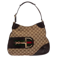Gucci Beige/Brown GG Canvas and Leather Hasler Hobo