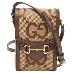 Gucci Beige/Brown GG Canvas and Leather Horsebit 1955 Crossbody Bag