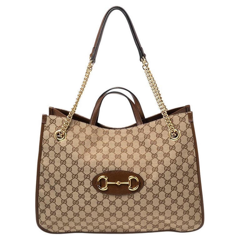 Gucci Horsebit 1955 Canvas Tote Bag in Beige - Gucci