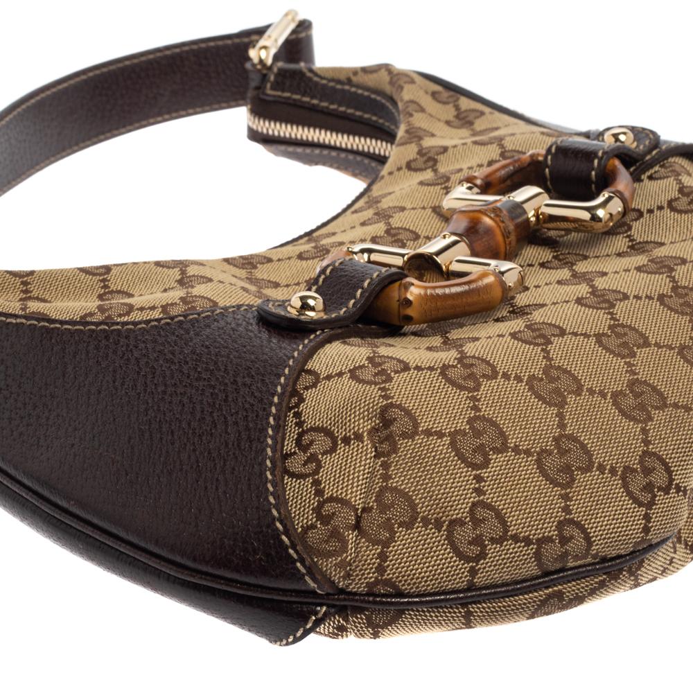 Gucci Beige/Braun GG Canvas und Leder Horsebit Amalfi Hobo 6