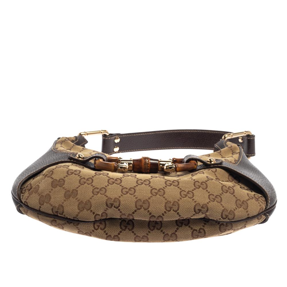 Gucci Beige/Braun GG Canvas und Leder Horsebit Amalfi Hobo 1