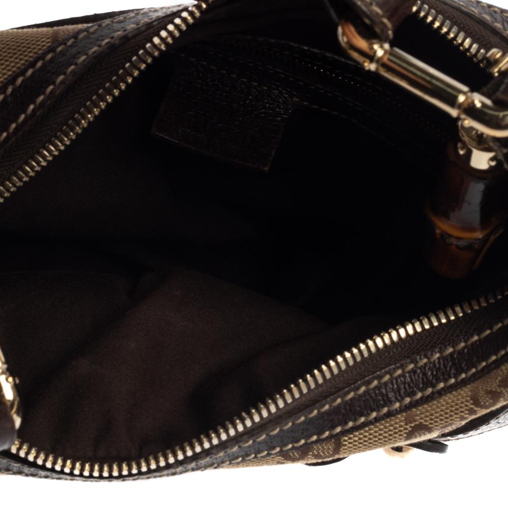 Gucci Beige/Braun GG Canvas und Leder Horsebit Amalfi Hobo 2