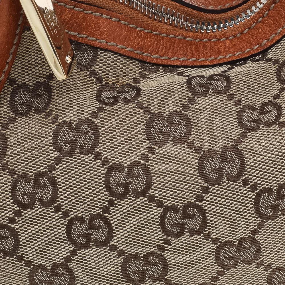 Gucci Beige/Brown GG Canvas And Leather Horsebit Glam Hobo 2