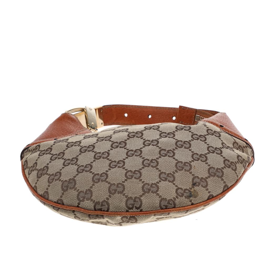 Gucci Beige/Brown GG Canvas And Leather Horsebit Glam Hobo 3