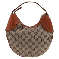 Used Gucci Beige/Brown GG Canvas And Leather Horsebit Glam Hobo