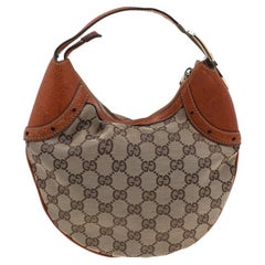 Beige/Braun GG Segeltuch und Leder Horsebit Glam Hobo von Gucci