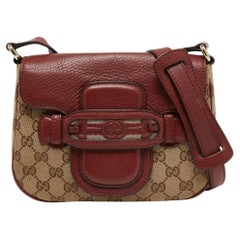 Gucci Beige/Brown GG Canvas and Leather Horsebit Shoulder Bag