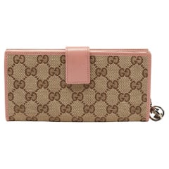 Gucci Beige/Brown GG Canvas And Leather Interlocking G Long Wallet