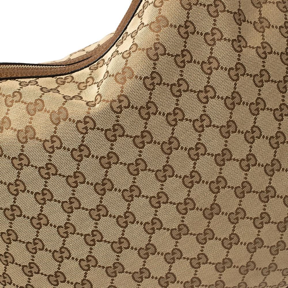 Gucci Beige/Brown GG Canvas and Leather Large Bree Hobo 3