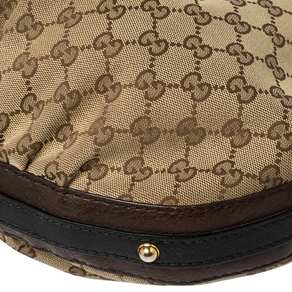 Gucci Beige/Braun GG Canvas und Leder Große GG Twins Hobo 8