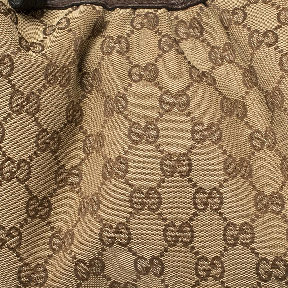 Gucci Beige/Braun GG Canvas und Leder Große GG Twins Hobo 9