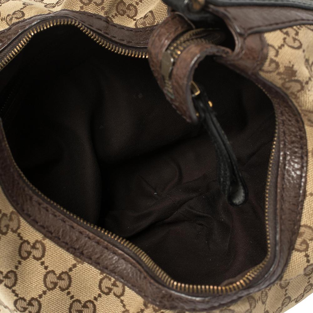 Gucci Beige/Braun GG Canvas und Leder Große GG Twins Hobo 1