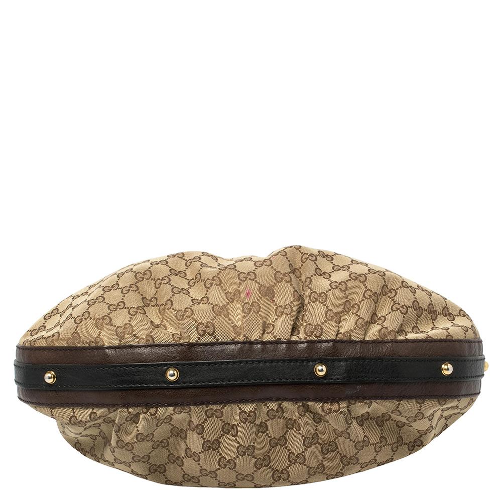 Gucci Beige/Braun GG Canvas und Leder Große GG Twins Hobo 5