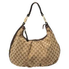 Gucci Beige/Braun GG Canvas und Leder Große GG Twins Hobo