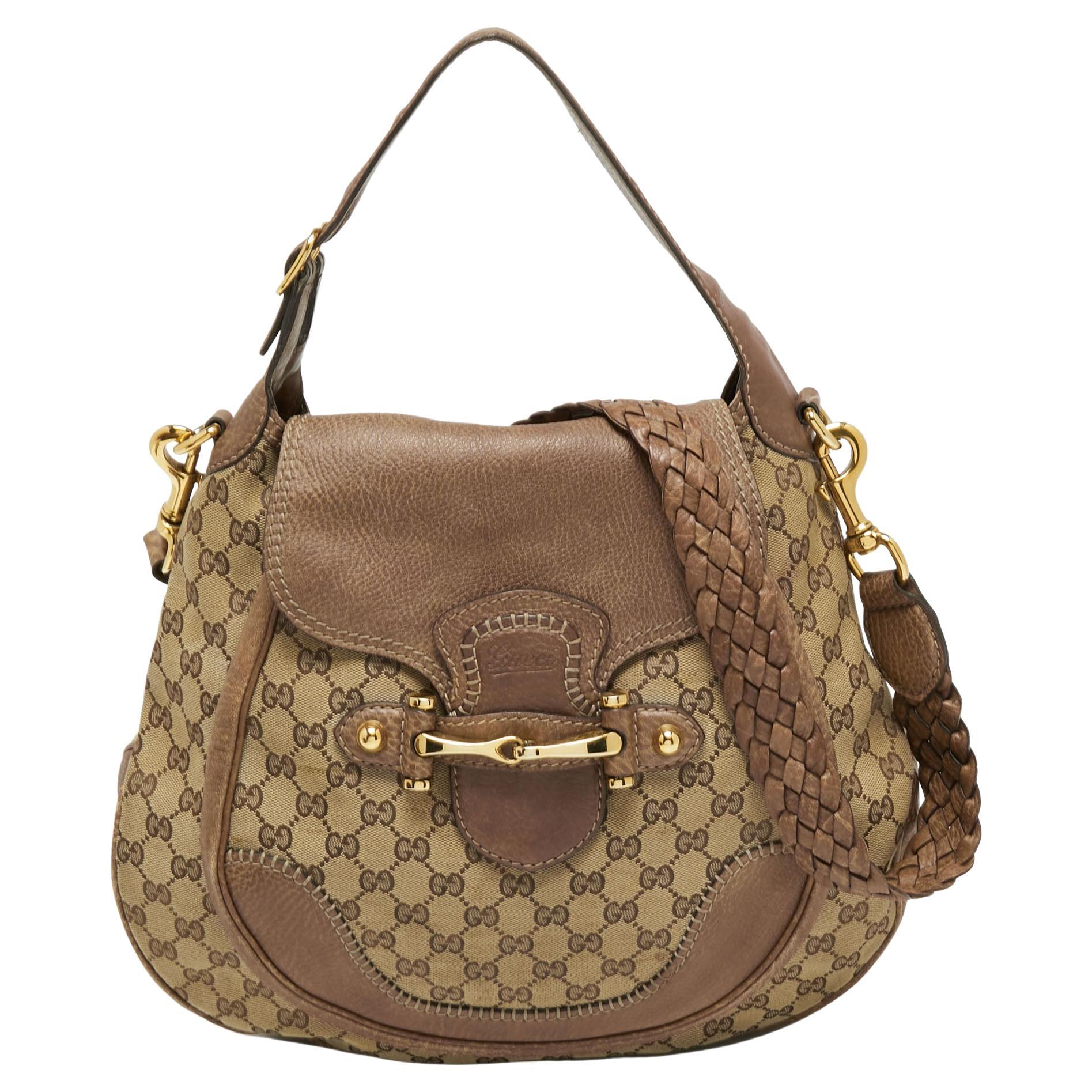CHILDREN'S PRINTED DOG TOTE BAG 28.5 IN BEIGE AND DARK BROWN GG CANVAS RED TRIM