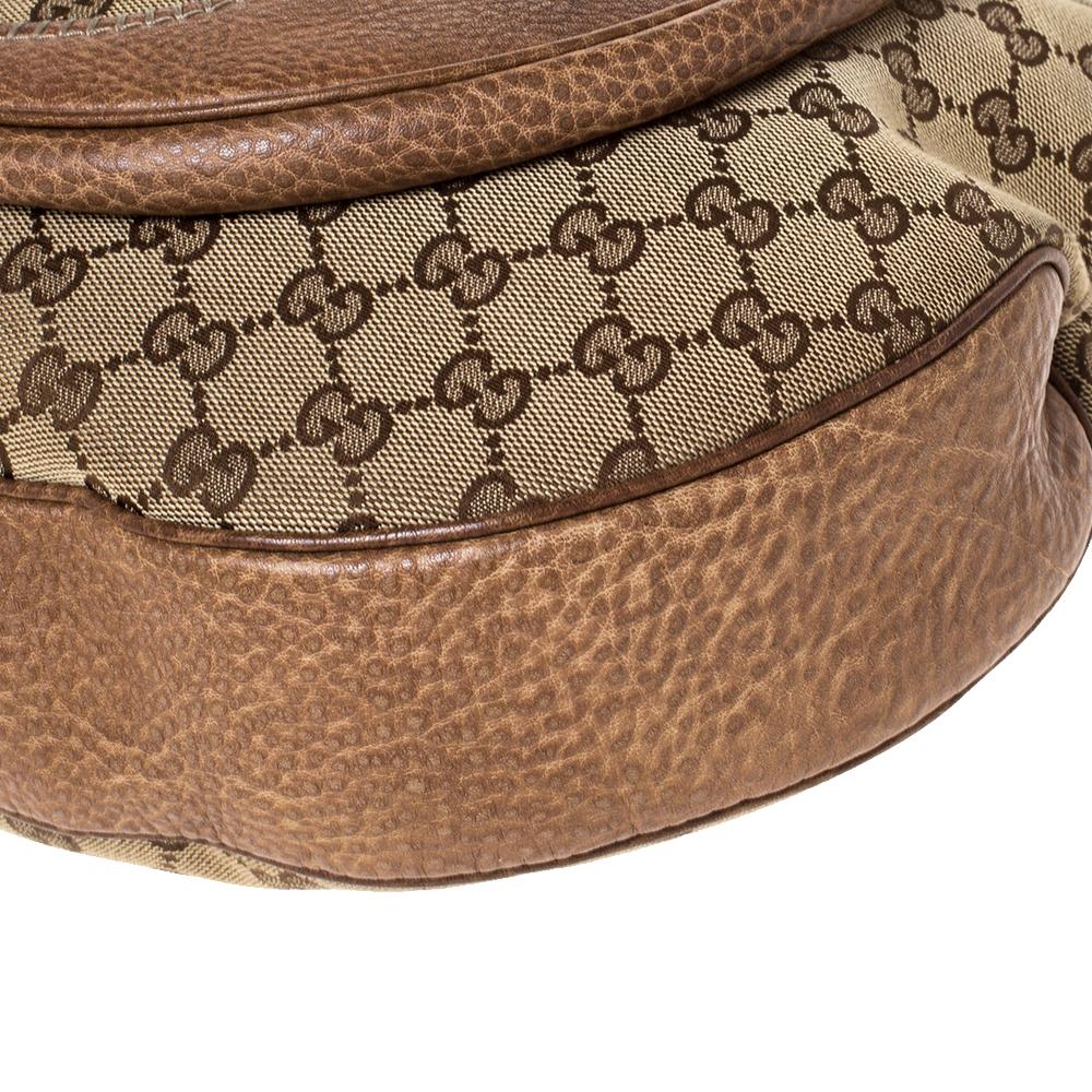 Gucci Beige/Brown GG Canvas and Leather Large New Pelham Horsebit Shoulder Bag 6