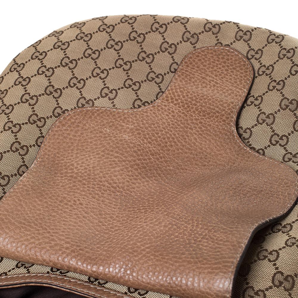 Gucci Beige/Brown GG Canvas and Leather Large New Pelham Horsebit Shoulder Bag In Good Condition In Dubai, Al Qouz 2