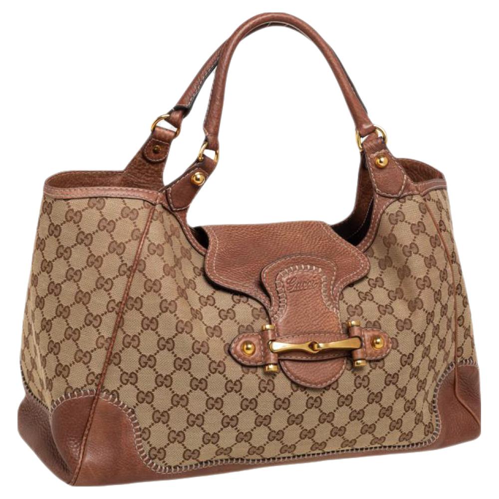 Gucci Beige/Brown GG Canvas and Leather Large New Pelham Shoulder Bag In Good Condition In Dubai, Al Qouz 2