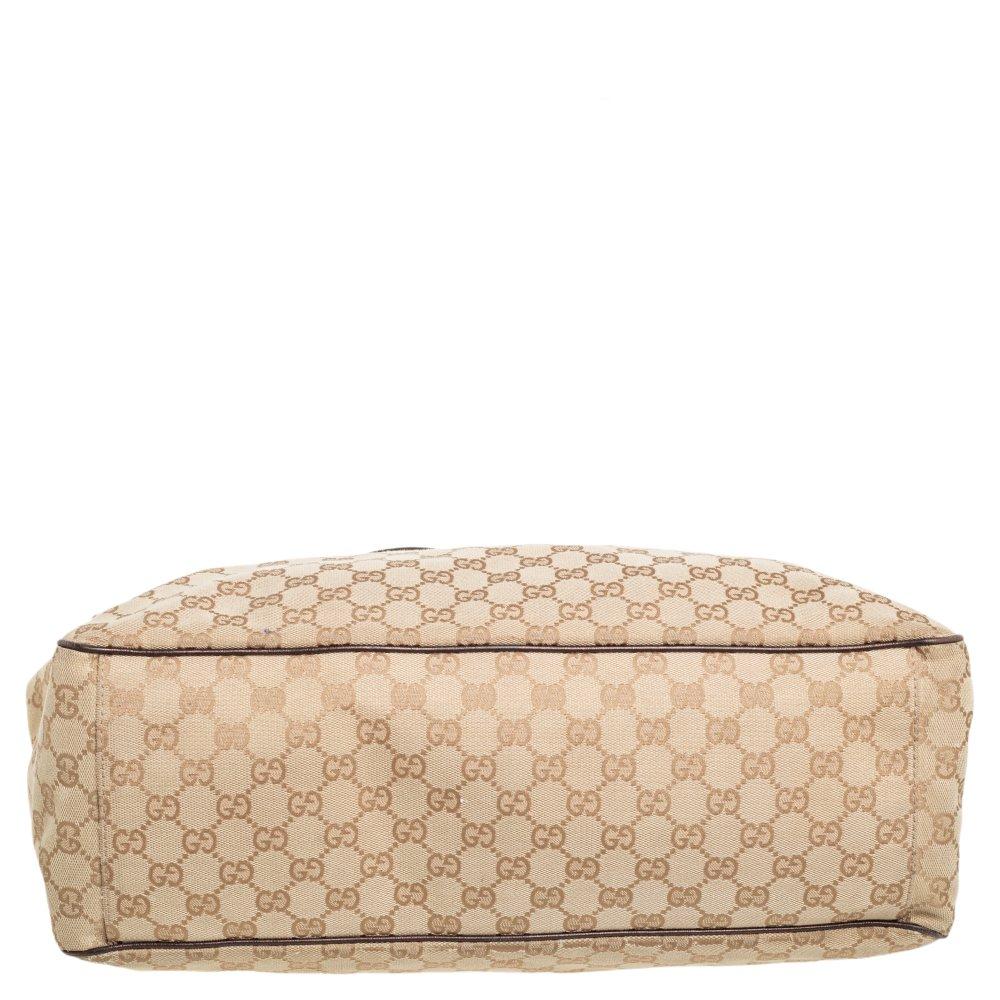Gucci Beige/Brown GG Canvas and Leather Large Positano Scarf Tote 5
