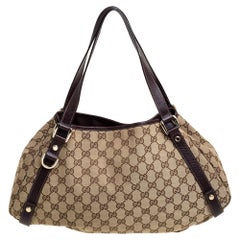 Gucci Beige/Brown GG Canvas and Leather Medium Abbey Shoulder Bag