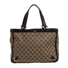 Gucci Beige/Brown GG Canvas and Leather Medium Abbey Tote
