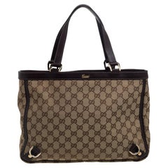 Gucci Beige/Brown GG Canvas and Leather Medium Abbey Tote