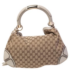Gucci Beige/Brown GG Canvas and Leather Medium Babouska Indy Hobo