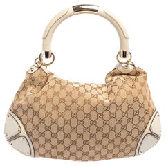 Gucci Beige/Brown GG Canvas and Leather Medium Babouska Indy Hobo