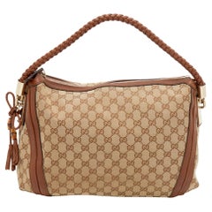 Gucci Beige/Brown GG Canvas And Leather Medium Bella Hobo