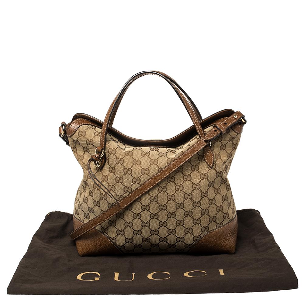 Gucci Beige/Brown GG Canvas and Leather Medium Bree Tote 8