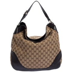 Gucci Beige/Brown GG Canvas and Leather Medium Charlotte Hobo