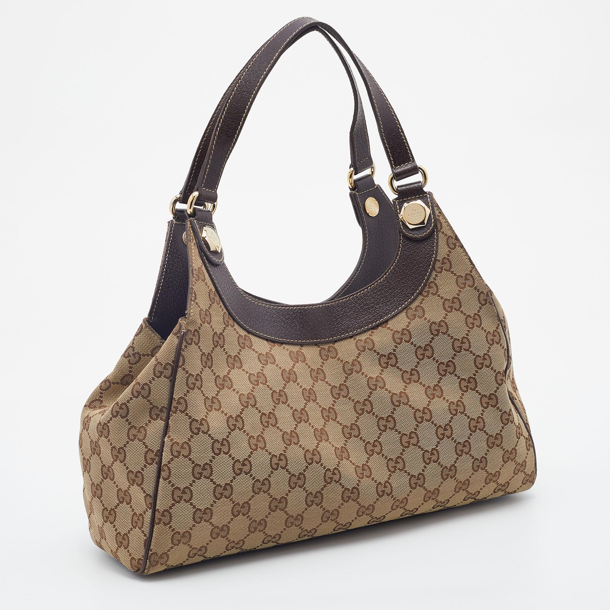 Women's Gucci Beige/Brown GG Canvas And Leather Medium Charmy Shoulder Bag