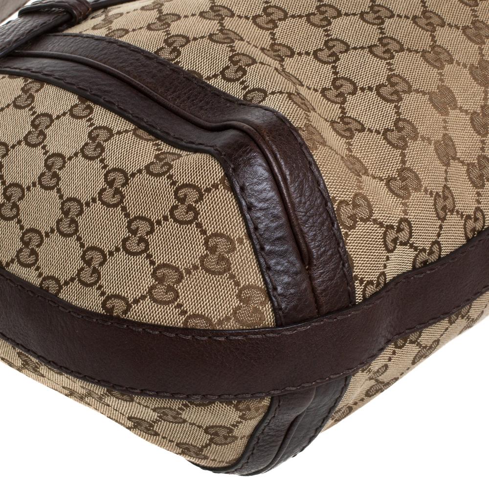 Gucci Beige/Brown GG Canvas and Leather Medium Double G Running Hobo 3
