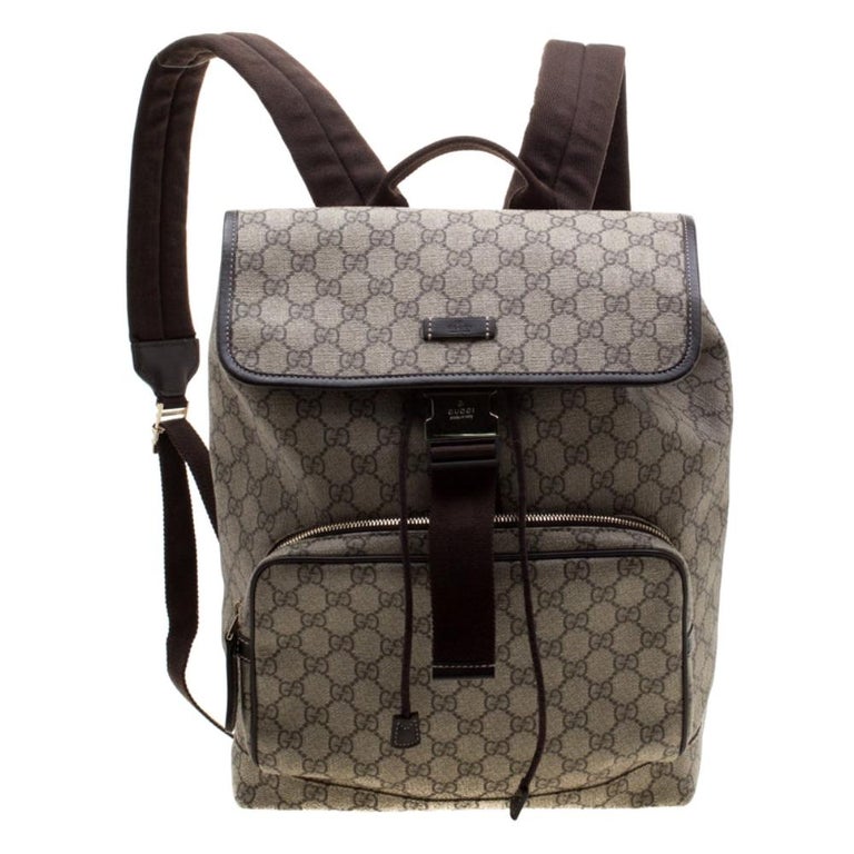 Gucci Beige/Brown GG Canvas and Leather Medium Flaptop Backpack For Sale at  1stDibs