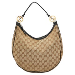 Gucci Beige/Braun GG Segeltuch und Leder Medium GG Twins Hobo