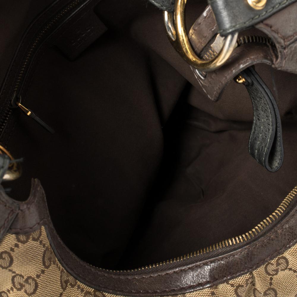 Gucci Beige/Brown GG Canvas and Leather Medium Interlocking G Hobo 6