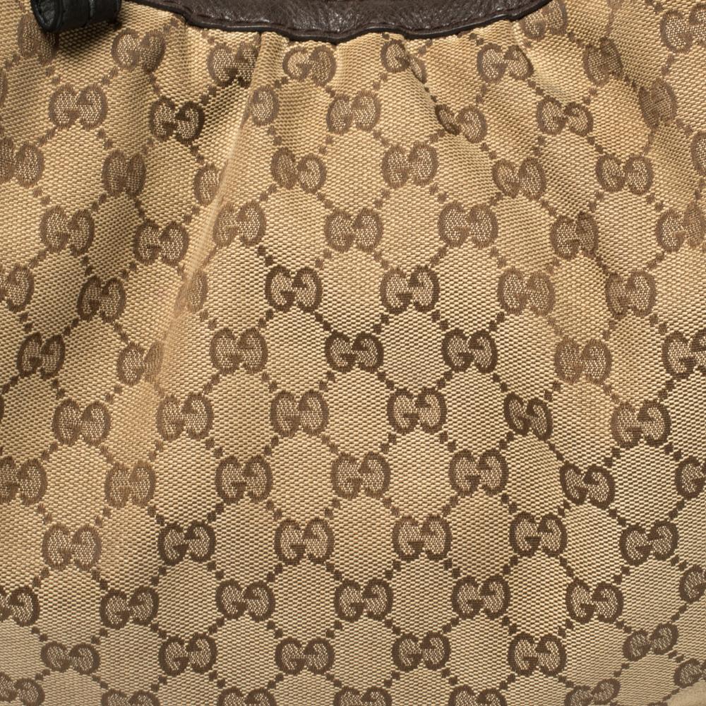 Gucci Beige/Brown GG Canvas and Leather Medium Interlocking G Hobo 5
