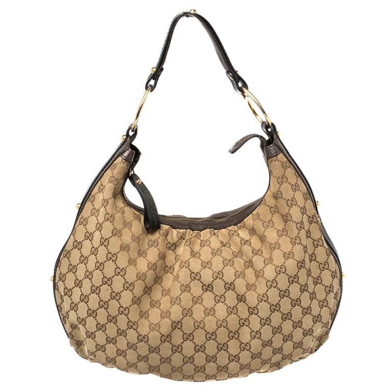 Gucci Brown GG Canvas Charmy Medium Hobo Bag
