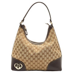 Gucci Beige/Brown GG Canvas and Leather Medium Lovely Hobo