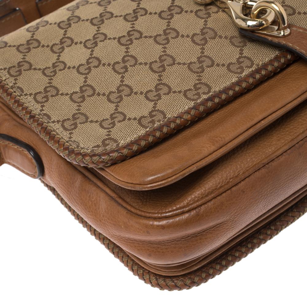 Gucci Beige/Brown GG Canvas and Leather Medium Marrakech Tassel Messenger Bag 5