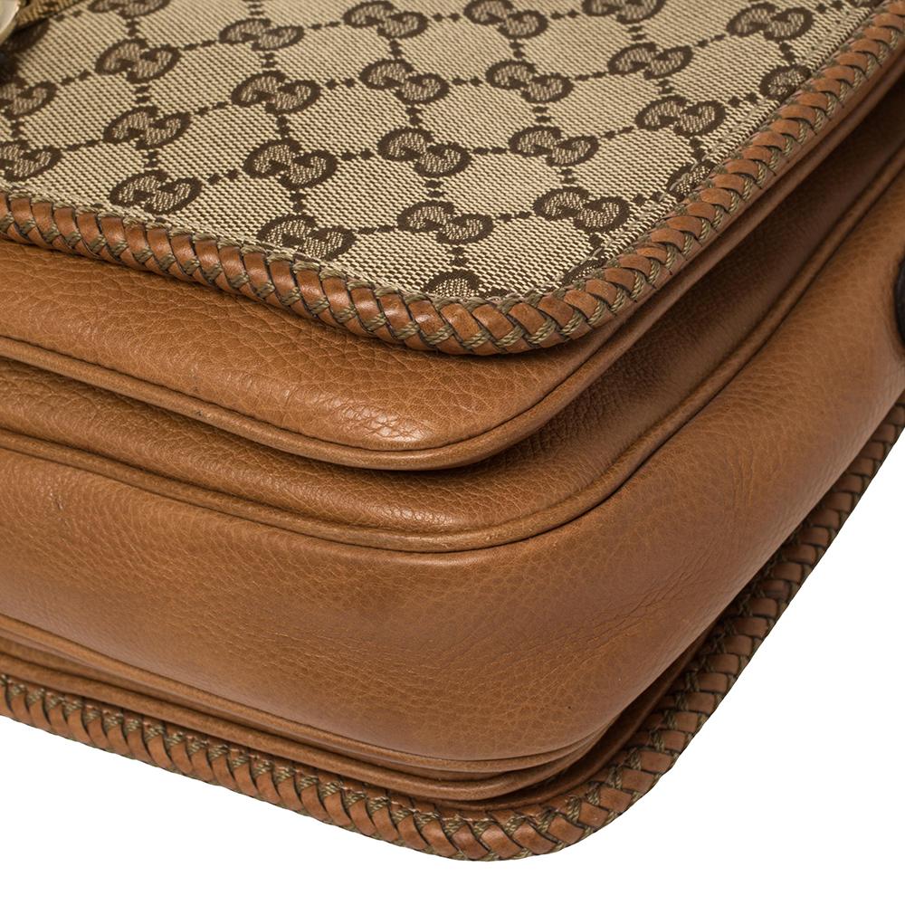 Gucci Beige/Brown GG Canvas and Leather Medium Marrakech Tassel Messenger Bag 5