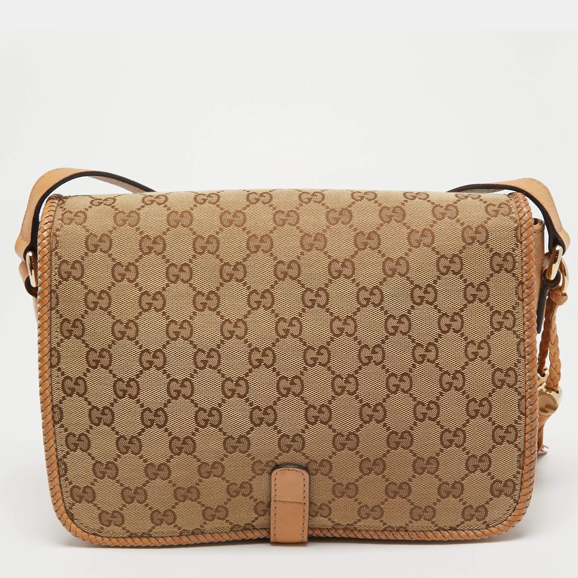 Gucci Beige/Brown GG Canvas and Leather Medium Marrakech Tassel Messenger Bag 9