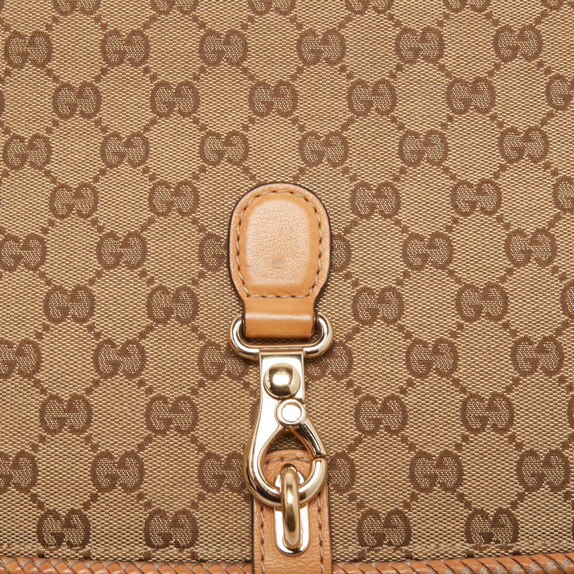 Gucci Beige/Brown GG Canvas and Leather Medium Marrakech Tassel Messenger Bag 12