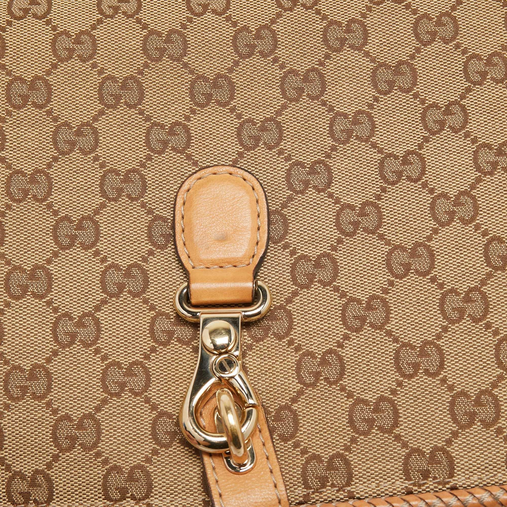 Gucci Beige/Brown GG Canvas and Leather Medium Marrakech Tassel Messenger Bag 13
